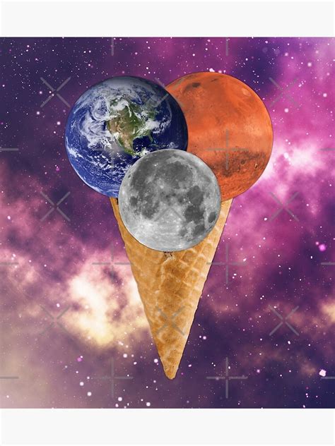 "Light Purple Aesthetic Galaxy Ice Cream with Planets and Moon" Poster ...