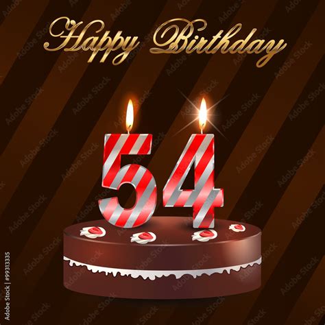 54 year Happy Birthday Card with cake and candles, 54th birthday ...