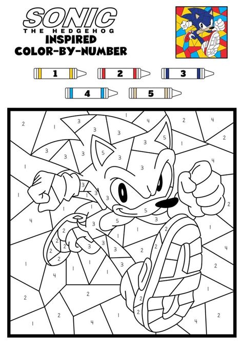 Sonic The Hedgehog Color by Number Printables | Hedgehog colors, Sonic ...