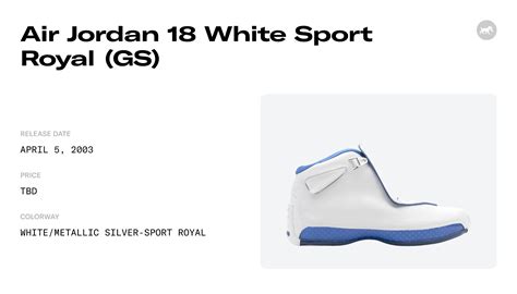 Air Jordan 18 White Sport Royal (GS) - 305886-101 Raffles & Where to Buy