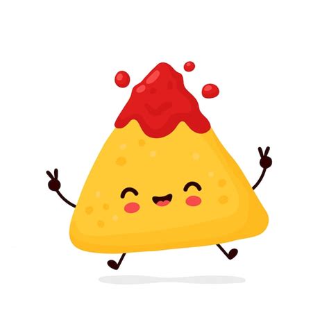 Premium Vector | Cute happy funny nachos. cartoon character illustration icon design.isolated