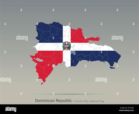 Dominican Republic Flag Isolated on Map. Central american countries map and flag Stock Vector ...