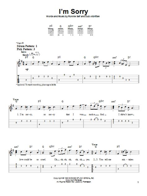 I'm Sorry by Brenda Lee - Easy Guitar Tab - Guitar Instructor