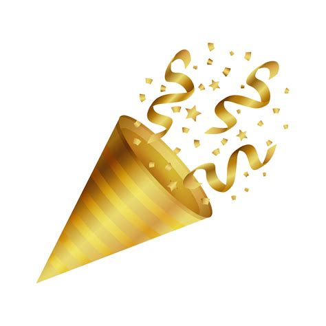 Gold party popper with confetti on white background 12723666 Vector Art at Vecteezy