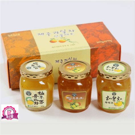 Fruit Tea Set No.5 of jeju 900g (300g citron tea + 300g deng milk tea ...