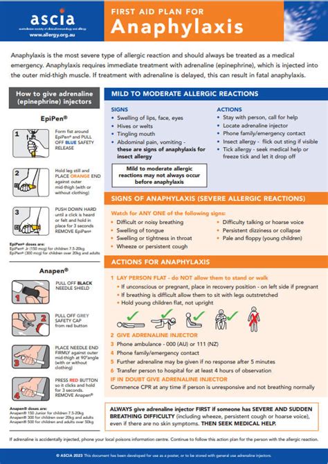 ASCIA Action Plan: Anaphylaxis - Australasian Society of Clinical Immunology and Allergy (ASCIA)