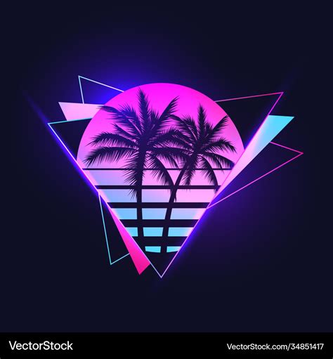 Retrowave or synthwave or vaporwave aesthetic Vector Image