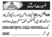Computer Science Teacher & English Teacher Jobs 2022 2024 Job Advertisement Pakistan