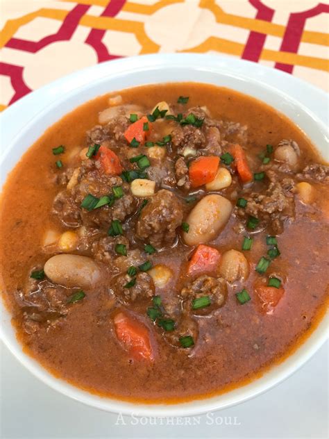 Beef & Bean Slow Cooker Soup - A Southern Soul