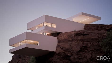 Minimalistic Cliff House Concept in Aust|Visualization