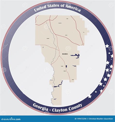 Map of Clayton County in Georgia Stock Vector - Illustration of state ...