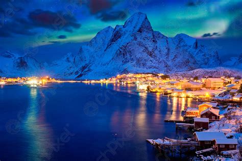 Reine village at night Lofoten islands, Norway - stock photo 643830 | Crushpixel