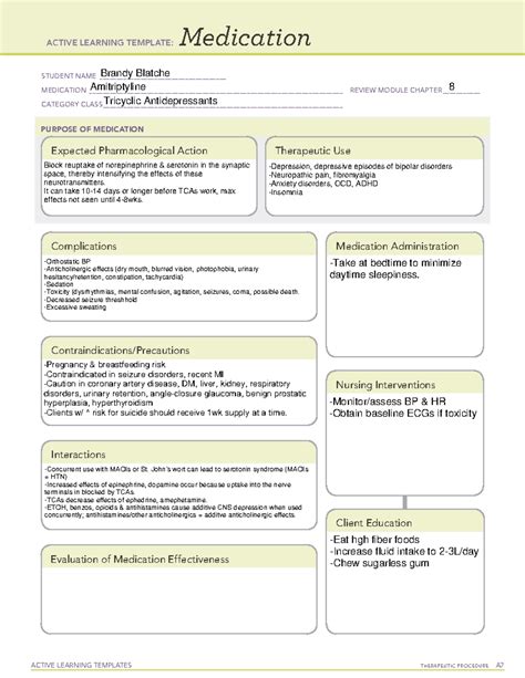 Tricyclic Antidepressants (Amitriptyline) - ACTIVE LEARNING TEMPLATES ...