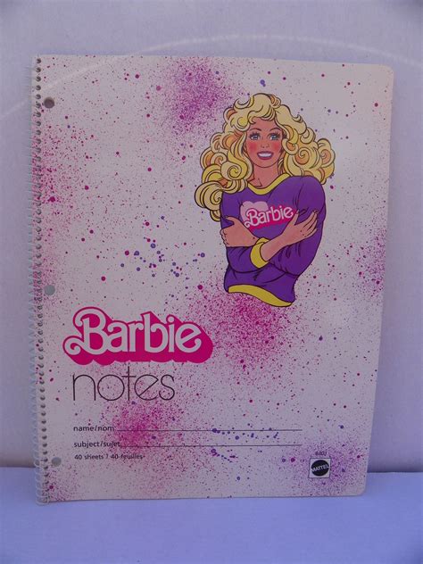 Vintage New Barbie Spiral Notebook , Barbie Lined Paper Book 40pgs , 1989 Mattel Barbie ...