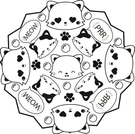 Mandala de gatitos PDF | Mandalas para niños, Mandalas animales, Gatito para colorear