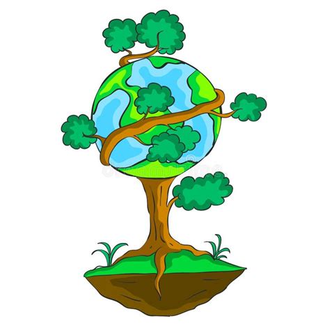 Earth Day Design Tree World Stock Vector - Illustration of cute, drawing: 90471355