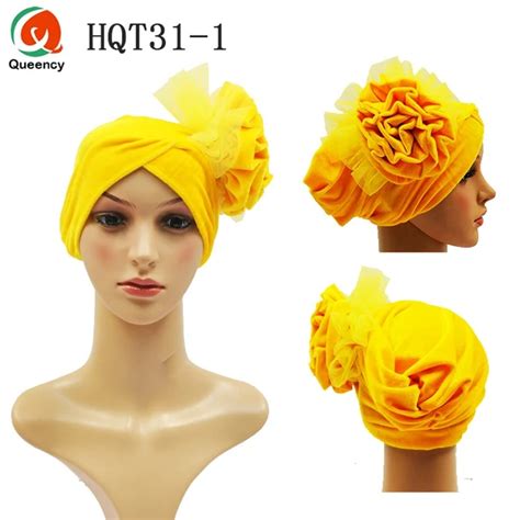 Aliexpress.com : Buy HQT31 Nigeria headtie with 3D flower Mutil Color Velvet Tuban Cap Head ...