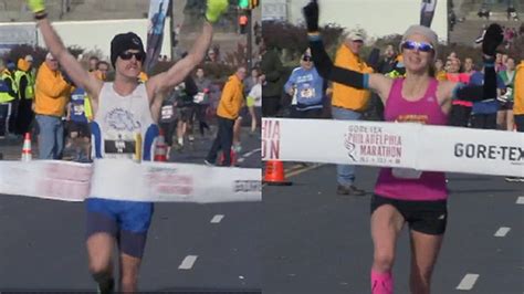 Philadelphia Marathon winners cross finish line | 6abc.com