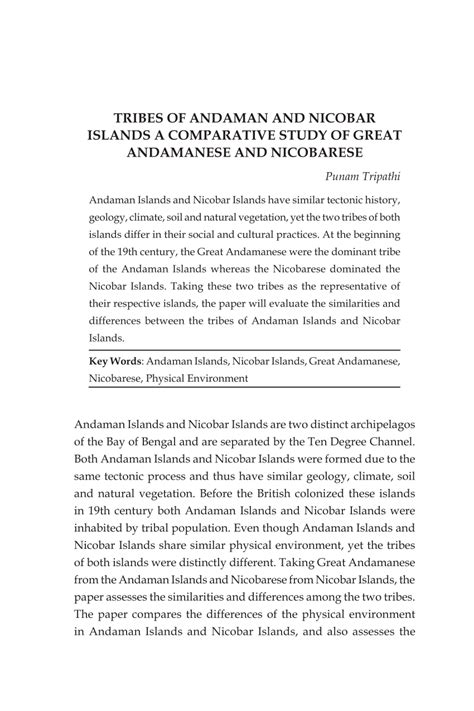 (PDF) Tribes of Andaman and Nicobar Islands: A Comparative Study of ...