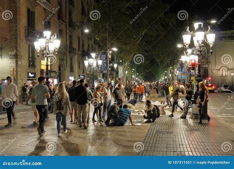 La Rambla Street by Night, Barcelona, Catalonia, Spain Editorial Photo - Image of east ...