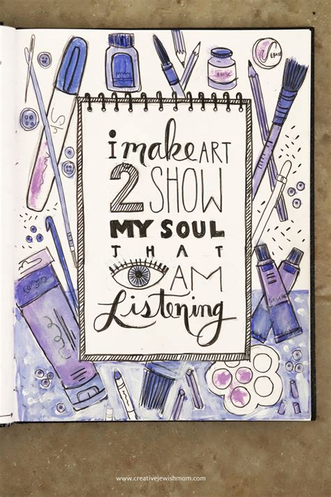 Sketchbook Quote With Art Supply Doodles - creative jewish mom