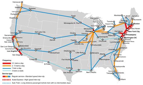 Amtrak Frequency Map [1005×598] : MapPorn