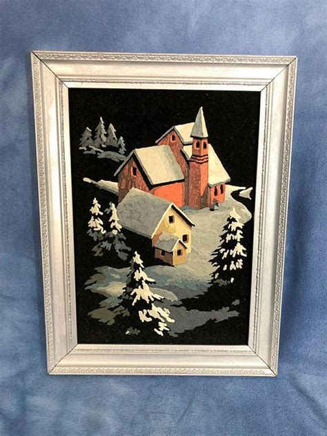 Adorable Vintage Winter Scene Framed Paint by Number Velvet | Etsy