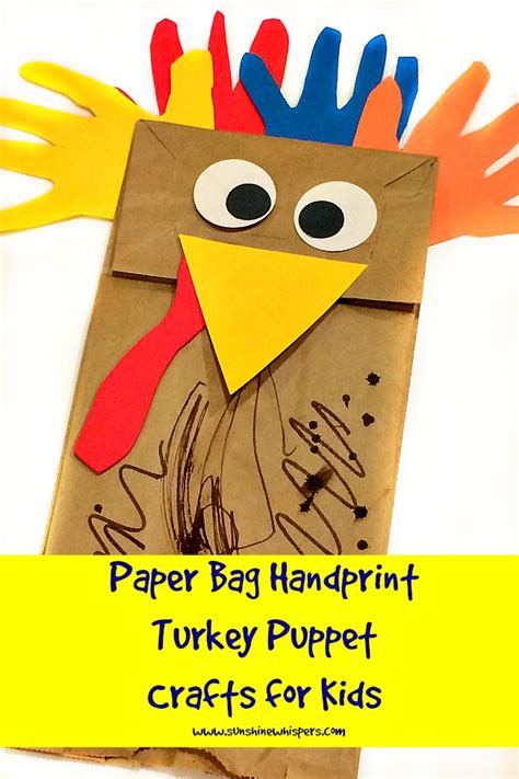 Paper Bag Handprint Turkey Puppet Crafts for Kids