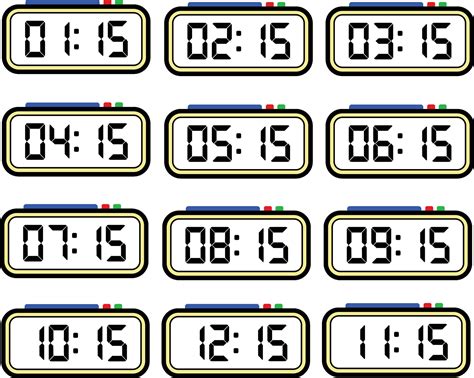 Digital Clock Time Flat Vector Set with 24 Hours, Digital Number Illustration 32426877 Vector ...