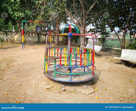 Kid`s Swing at Outdoor Park Park, Garden Swing Stock Photo - Image of ...