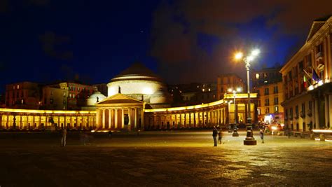 Naples, Piazza Del Plebiscito At Night, Time-lapse. Stock Footage Video ...