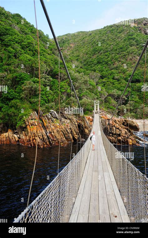 Suspension bridge at Storms River mouth, Tsitsikamma National Park, Eastern Cape, South Africa ...