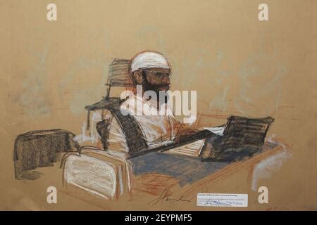 GUANTANAMO BAY, Cuba - This courtroom sketch of Ramzi bin al Shibh was drawn by artist Janet ...