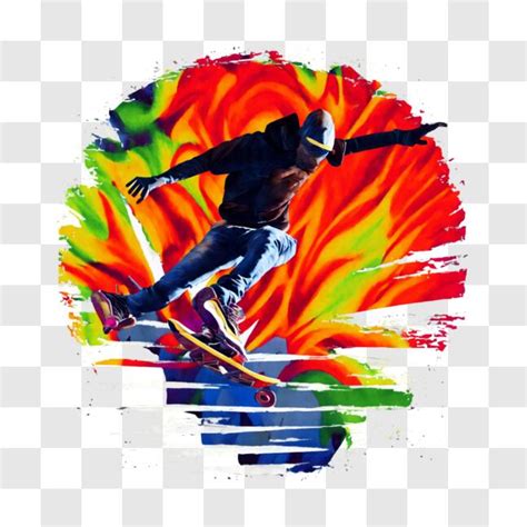 Download Skateboarding Tricks on Abstract Background PNG Online - Creative Fabrica