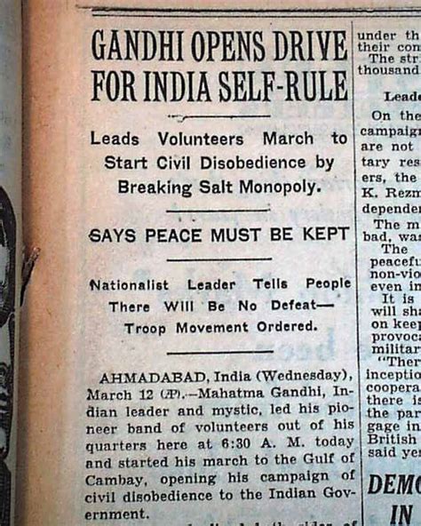 Mahatma Gandhi SALT MARCH Satyagraha BEGINS Dandi India Indian 1930 ...