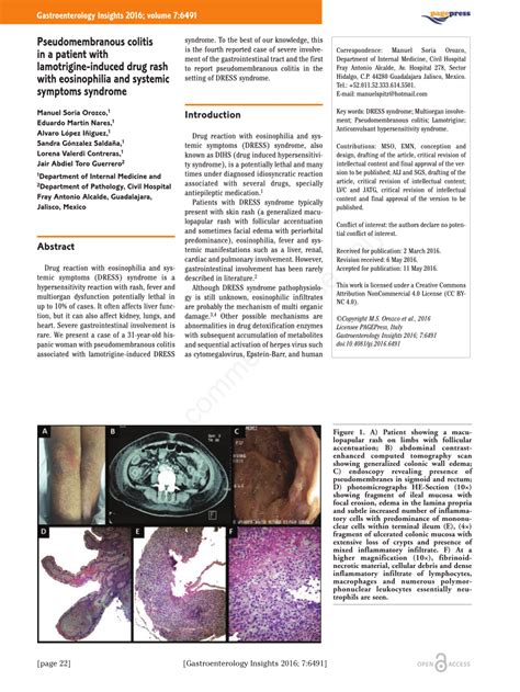 (PDF) Pseudomembranous colitis in a patient with lamotrigine-induced drug rash with eosinophilia ...