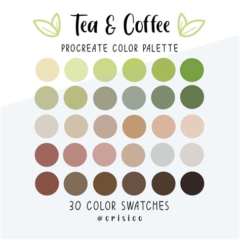 Tea and Coffee Procreate Color Palette / Muted Earth Color Swatches / Instant Download - Etsy