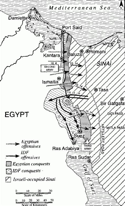 1973 October War (Yom Kippur War) - Map of Egyptian Front