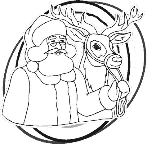 Santa and Rudolph Coloring Book Page: Santa and reindeer coloring page ...