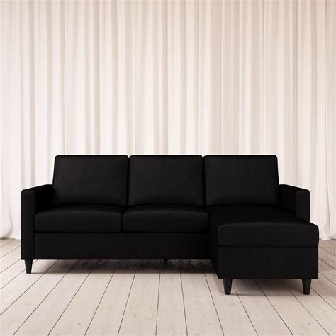 DHP Cooper Modern Sectional Sofa, Black Velvet - Walmart.com - Walmart.com