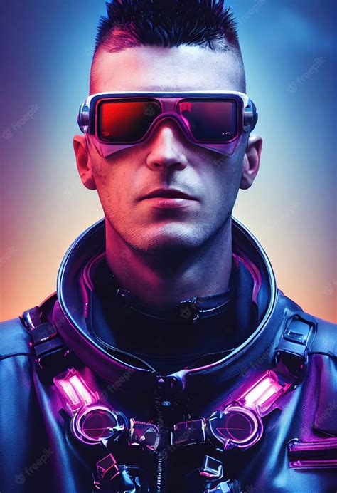 Premium Photo | Portrait of a scifi cyberpunk man hightech futuristic man from the future