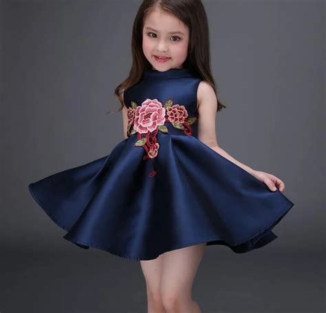 2016 New cute girls baby fashionable dresses Summer Party Birthday Flower Girl fashion Dress ...