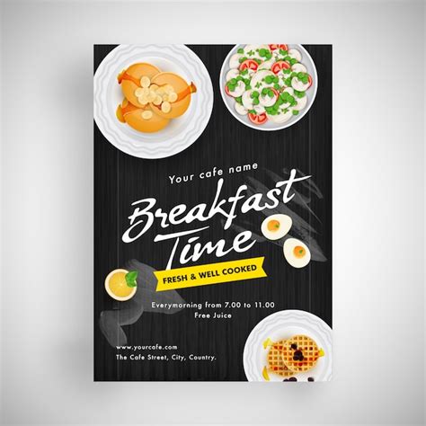 Premium Vector | Breakfast time menu template or flyer.