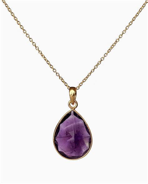 Large Amethyst Pendant Necklace - Veda Jewelry