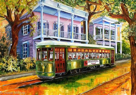 Cityscape Oil Paintings: New Orleans St. Charles Avenue by Diane Millsap