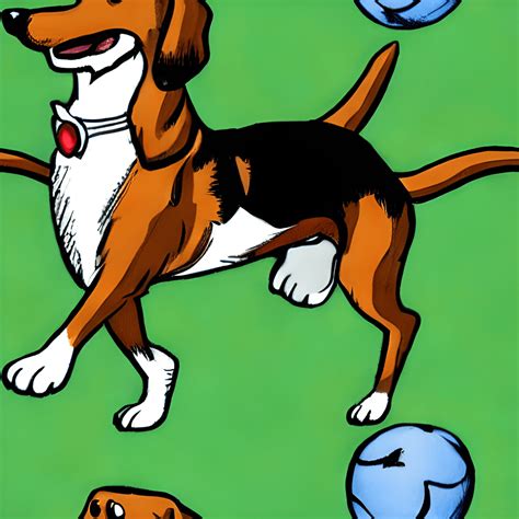 Retro Dog Chasing Ball Cartoon Pattern · Creative Fabrica