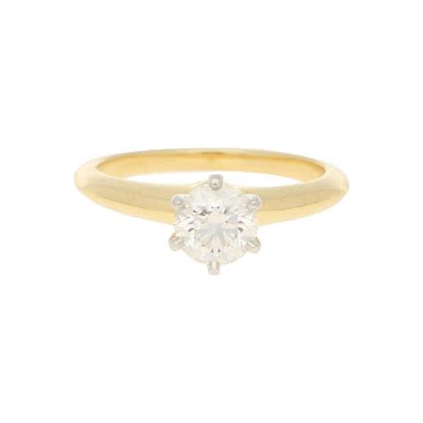 Tiffany and Co Solitaire Diamond Ring in 18ct Yellow Gold 0.86 Carat at ...