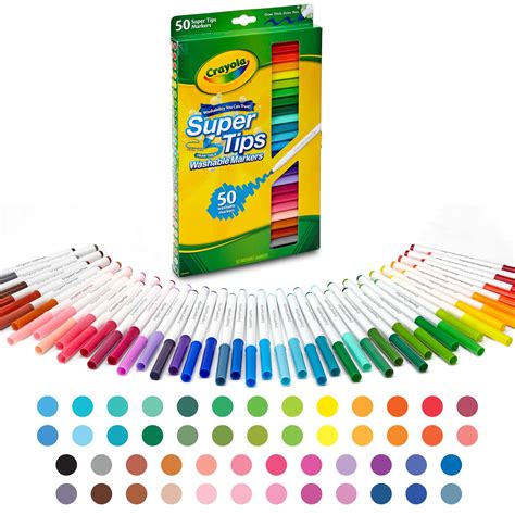 Crayola Super Tips Washable Markers, School Supplies, Stocking Stuffers, 50 Colors, Child ...