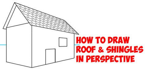 How to Draw a Roof and Shingles with Two Point Perspective - Easy Step by Step Drawing Tutorial ...