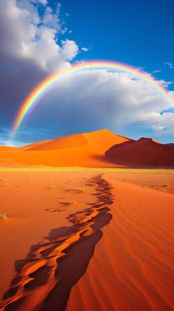 Premium AI Image | rainbow over the sand dunes